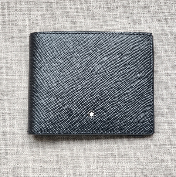Brand New 100% Auth Montblanc Sartorial Black Leather 6 CC Card Wallet #113215